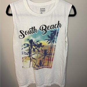 Artist Union Clothing Co. White South Beach Muscle Tee